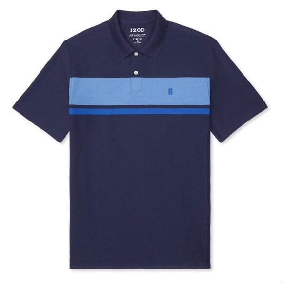 Izod Navy Blue Short Sleeve Polo Shirt Size Small NWT - Picture 2 of 4
